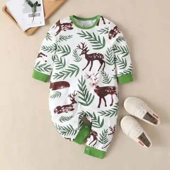 

bunvel Newborn Infant Baby Girls Rompers Clothes Deer Leaf Pattern Baby Girls Boys Spring Playsuit Rompers Jumpsuit Jumpers