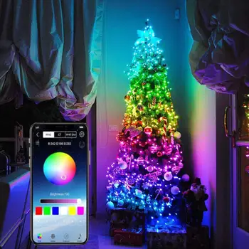 

LED Christmas Tree String Lights Festoon Bluetooth App Control New Year String Lamp Yard Garden Decoration Holiday Fairy Lights