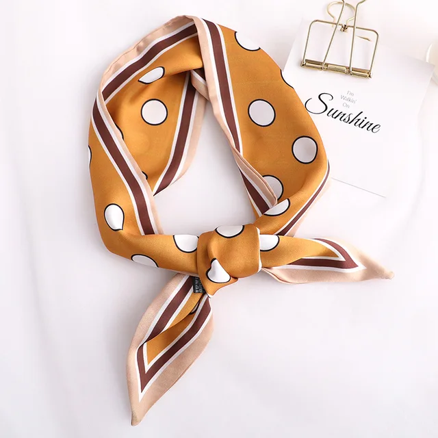 Sweet Love Print Women Small Silk Scarf Handle Bag Ribbons Female Head Scarves Sharp angle Green 90*10cm 18