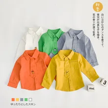 WLG/рубашка для мальчиков и девочек Детская осенняя рубашка оранжевого цвета с вышивкой и героями мультфильмов модная универсальная одежда для малышей