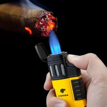 

NEW2022 NEW COHIBA Cigar Torch Lighter 4 Torch Jet Flame Refillable with Punch Smoking Accessories Tool for Smoking Portable
