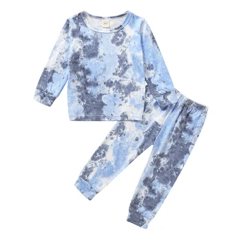 

2020 Baby Boy Girls Tie-dye Clothes Long Sleeve T-Shirt Tops Pants Toddler Kids Autumn Clothing 2PCS Outfits 0-3Years