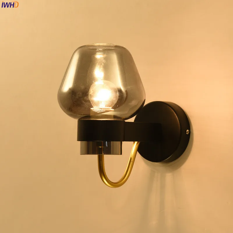 Iron Modern Nordic Wall Lamps Glass Lampshade Wall Lights Creative Wandlamp Bedroom Light Fixtures For Home Decoration Bar Cafe (20)