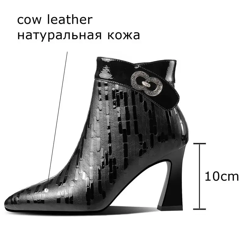 ALLBITEFO/модные пикантные женские ботинки из натуральной кожи высокого качества; ботильоны для девочек; ботинки в особом стиле; высокое качество; сезон осень-зима