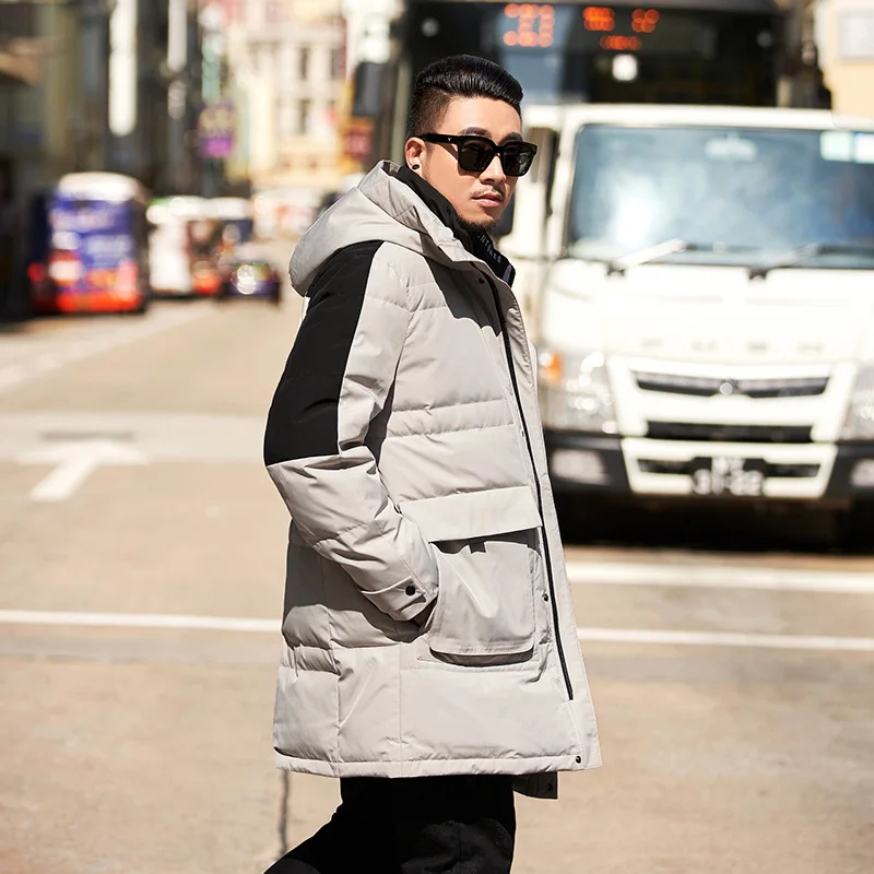 Большой размер, GXXH, брендовая мужская зимняя куртка большого размера, мужской теплый длинный пуховик, мужская куртка на утином пуху, пальто более размера d, зимняя верхняя одежда