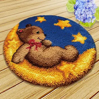 

Bear Latch Hook Rug Kits Crochet Hook Embroidery for Felting Cross Stitch Thread Embroidery Kits Stitch Thread Carpet DIY