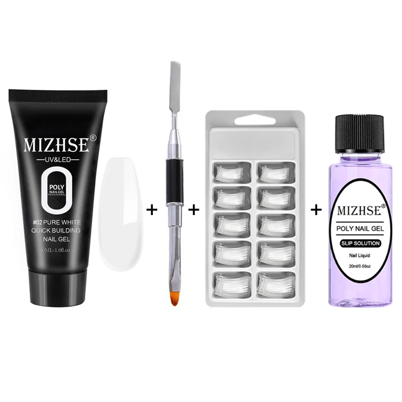 MS-Set02-P02 MIZHSE 5 шт./комплект, полигель, набор, кристалл, УФ-гель для наращивания ногтей, светодиодная УФ-гель для ногтей, акриловая комбинация, решения, плюс дробилка - Цвет: MS-Set02-P02
