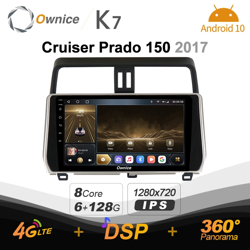 Автомобильный мультимедийный видеоплеер Ownice K7 Android 10 0 для Toyota Land Cruiser Prado 150 2017 2018 6G