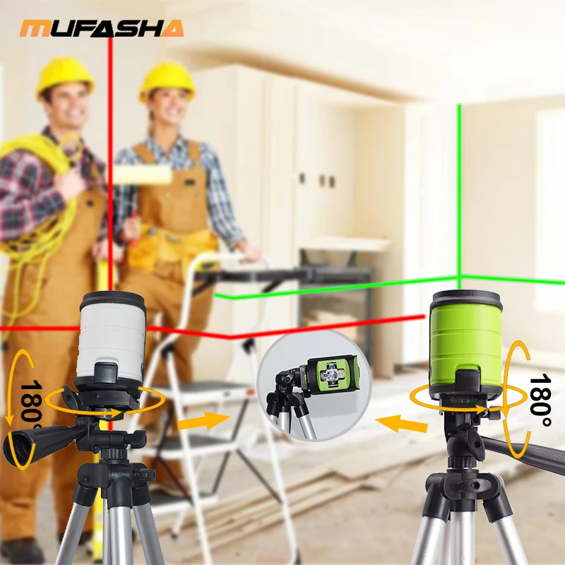 MUFASHA Mini 2 Lines Laser Level Red Beam or Green Beam Self-Leveling Laser Level in Box