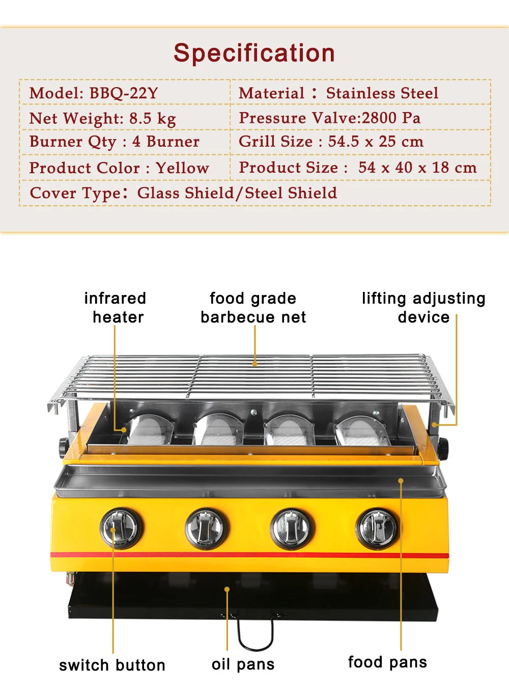 双驰四头黄色烧烤炉详情图_02