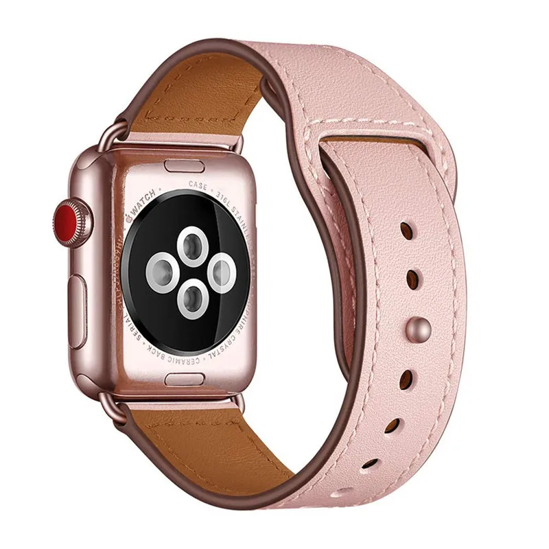 CHENGXI наручных часов Apple Watch, версии для Apple Watch1/2/3/4/5, сменный 38/40/42/44 мм кожаный ремешок аксессуары - Цвет ремешка: Pink