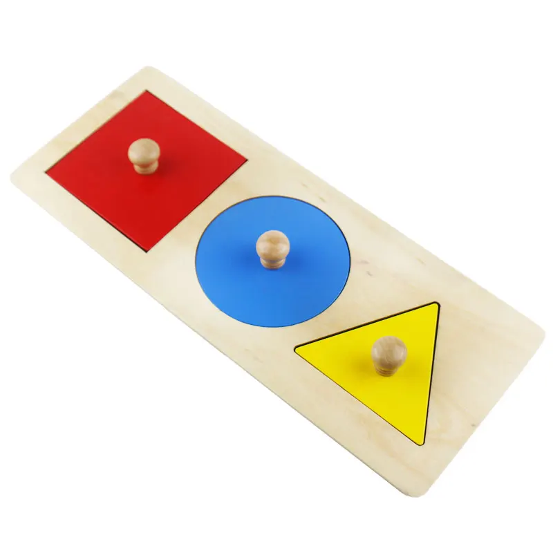 Montessori Materials Wooden 3 Shapes Puzzle Montessori Preschool Educational Learning Toys for Children Practical Life Toy L646F