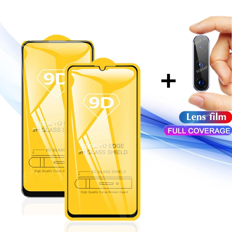 2in1 Full Cover Camera film Tempered Glass for Huawei Y9 Prime 2019 Y9s Y7Pro Y7p Y7 Y6 Y6Pro Y6s Y5 Lite Screen Protector | Мобильные