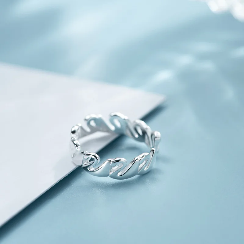 

925 Silver Swan-shaped Waved Rings for Female Simple Cute Striped Sterling Ring Inner Diameter 14.3mm Dropshipping SP408