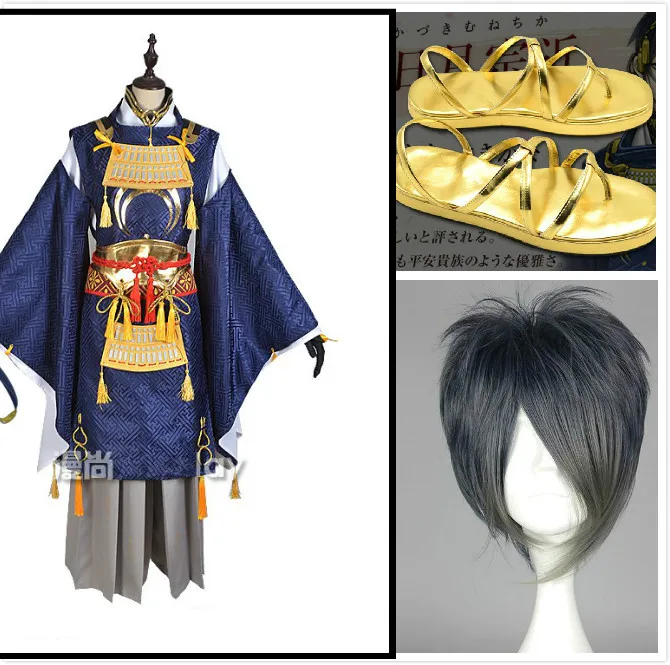 costume wig shoes Touken Ranbu Online Mikazuki Munechika костюмы для косплея Кимоно костюмы на Хэллоуин для взрослых - Цвет: costume wig shoes