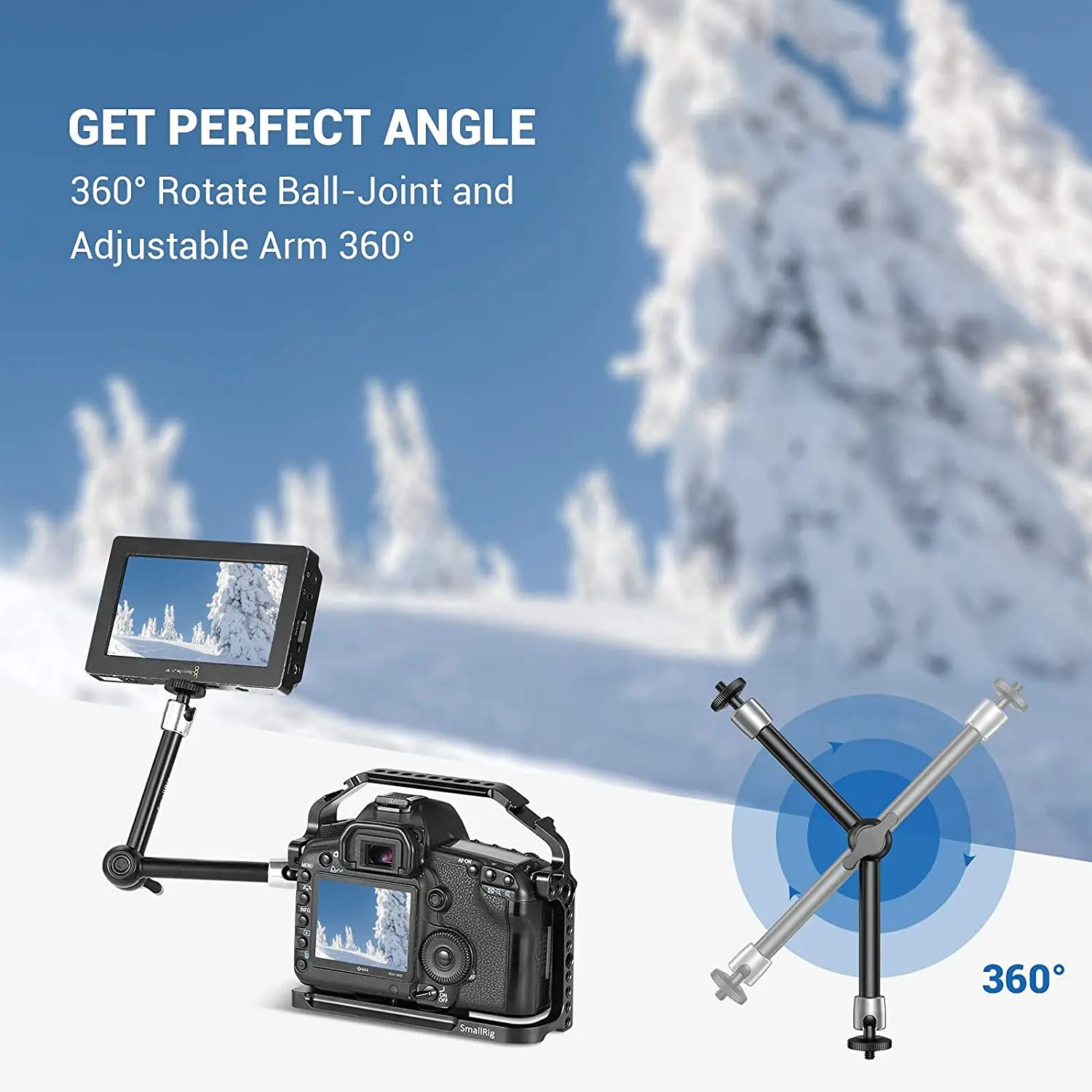 Smallrig 9.5 Polegada Articulando Roseta Braço w Roseta Rosqueado Universal Braço Mágico para Câmera Dslr Gaiola Monitor Led Luz 2066b - Image 5