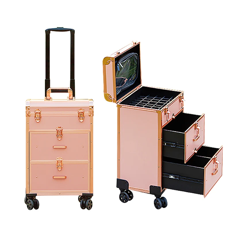 New Professional cosmetic suitcase Nail tattoo Rolling luggage bag makeup case on wheels multi-function Beauty trolley suitcase