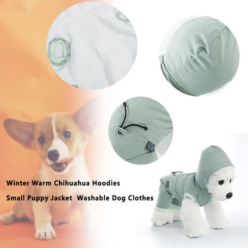 

Casual Autumn Winter Warm Thermal Windproof Adjustable Strap Washable Jacket Coat Dog Clothes Outfit Button Chihuahua Hoodies