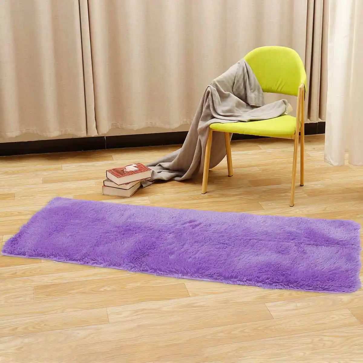Lilac 60x160cm Thickened Square Floor Mat Cover Anti-skid Shaggy Area Yoga Rug Home Living Room Bedroom Table Carpet Blanket Mat Long - Цвет: Lilac