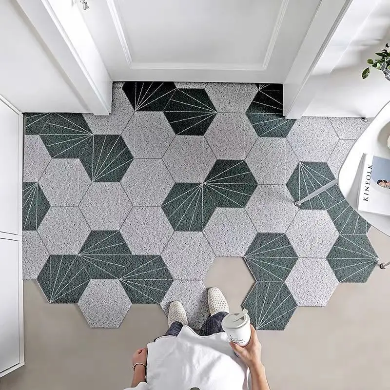 

Nordic Cut Printed Doormat Carpet Home PVC Silk Loop Floor Entrance Mats Carpet Living Room Bedroom Bathroom Non-Slip Door Mats