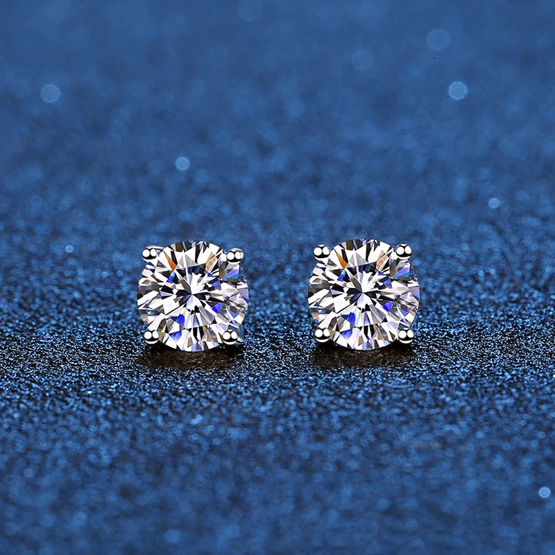 0.6ct Moissanite Stud Earrings 4mm VVS Clarity Diamond Stud Earrings For  Women Men Sterling Silver Solid Ear Studs Fine Jewelry