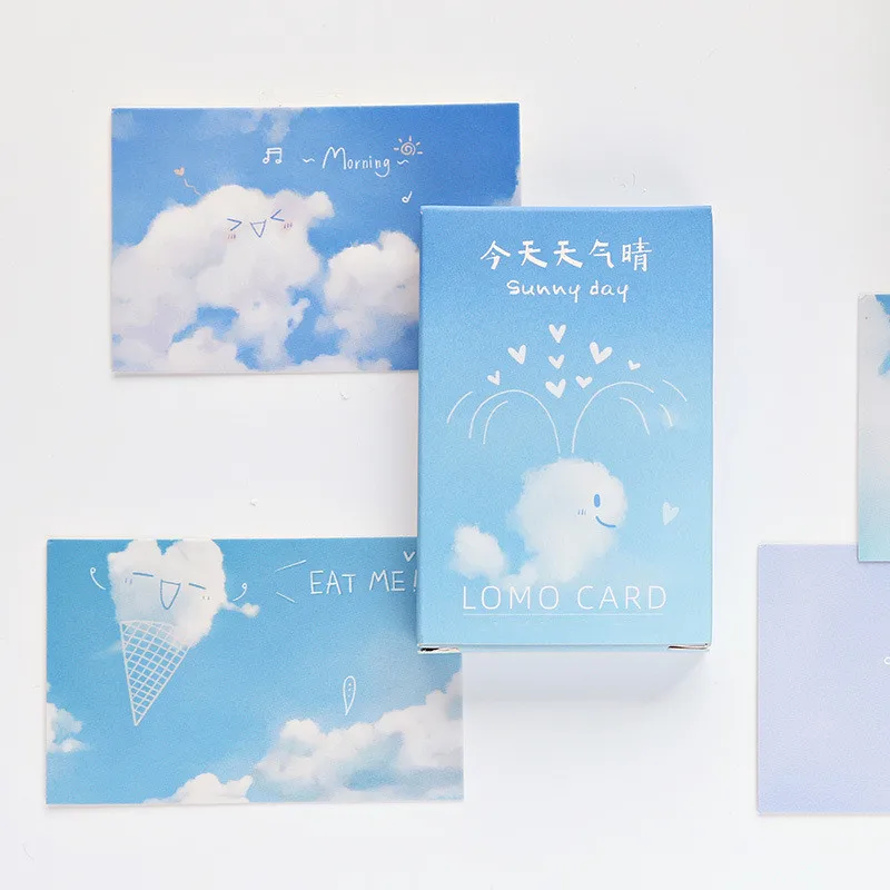 

28 Sheets/set Cute Postcard Cartoon Clouds Mini Postcard Message Card Letter Paper Card Wish Card Christmas and New Year Gifts