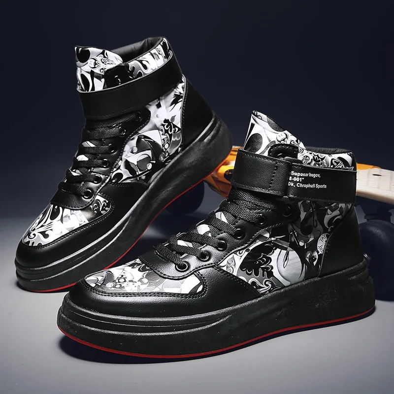 

2019 Autumn & Winter New Style MEN'S SHOES Cool Versatile High-top Board Shoe Students Casual Sports Run bu chao Shoe Men