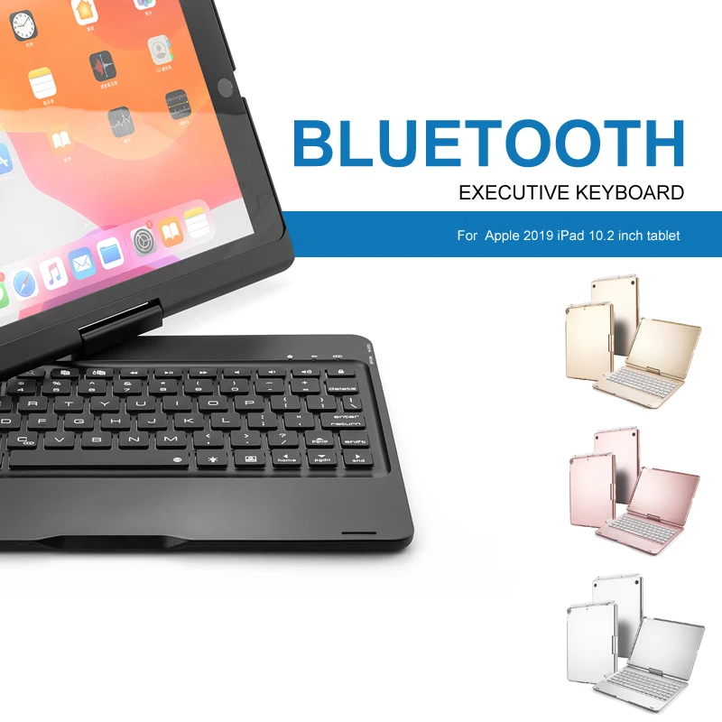 [Новинка] вращающаяся 4,0 Bluetooth беспроводная клавиатура для iPad 10,", Premuim пластиковый жесткий чехол+ ретация 360+ 7 цветов подсветки
