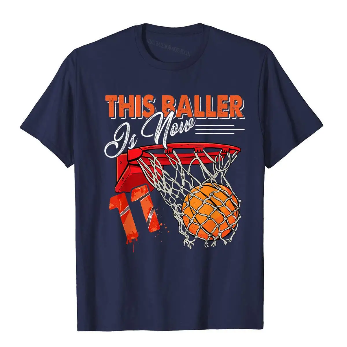 11th Birthday Basketball TShirt Funny 11 Years Old Kids Gift T-Shirt__B8008navy