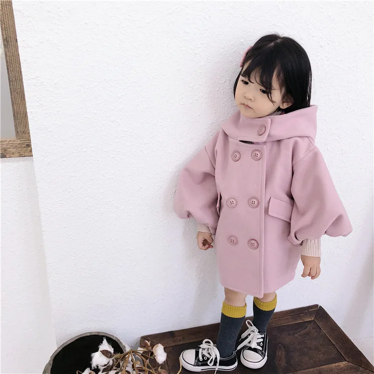 New winter Korean style personality wild long section warm thick woolen loosen hooded jacket outerwear for girls