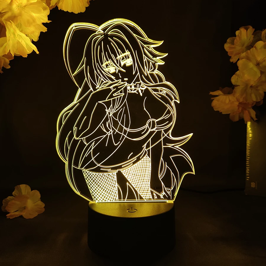 Anime High School DxD Rias Gremory LED Night Light 7 Color Changing Touch Remote Colorful Bedside Lamp for Friends Birthday Gift