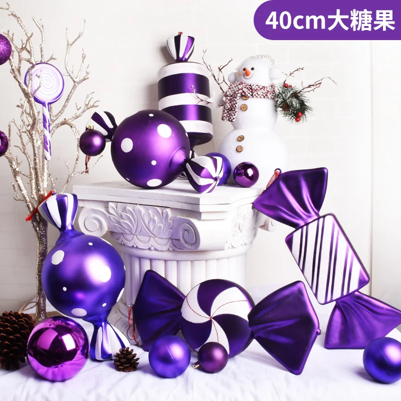 

Christmas scene layout props 40CM purple painted candy styling pendant candy store layout simulation candy