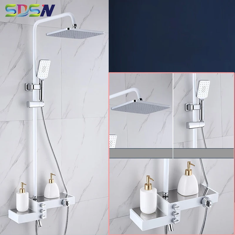 

Набор для душа из хромированной латуни, квадратный ручной Душ, смеситель для ванной комнаты