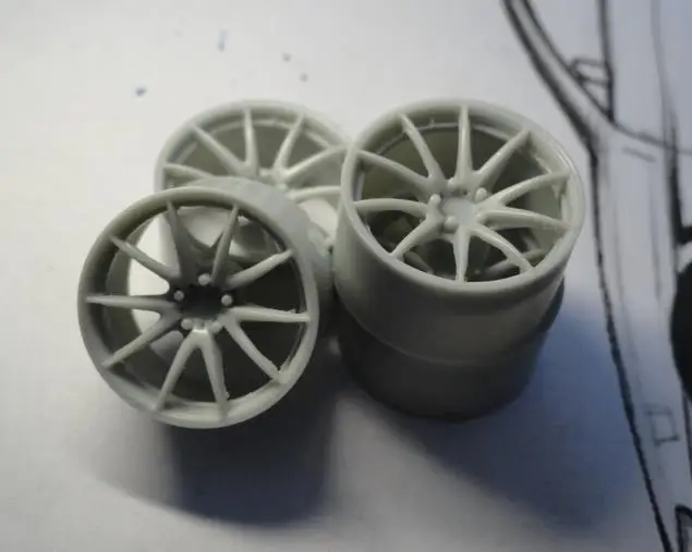 

4 Pieces 1:24 Scale Civil Car Model Wheels RAYS VOLK G25 18 Inch Tire Wheel Hubs Spare Parts