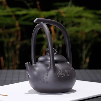 

Mud black purple clay hanlde teapot yixing pot handmade teaware