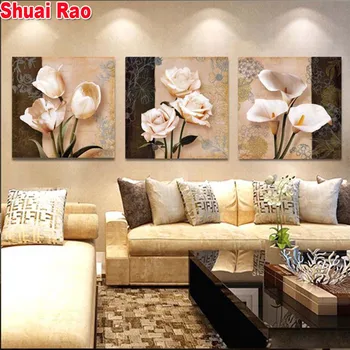

3d diy diamond painting Tulip Flowers 3 Piece full square / round 5d diy diamond embroidery painting cross stitch set