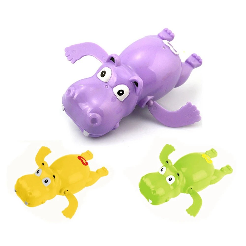 Детские игрушки для ванной 1 шт., милое мультяшное животное Бегемот, Крокодиловая ванна для младенцев, игрушки для ванной, игрушки для плавания, заводные игрушки случайного цвета - Цвет: 1