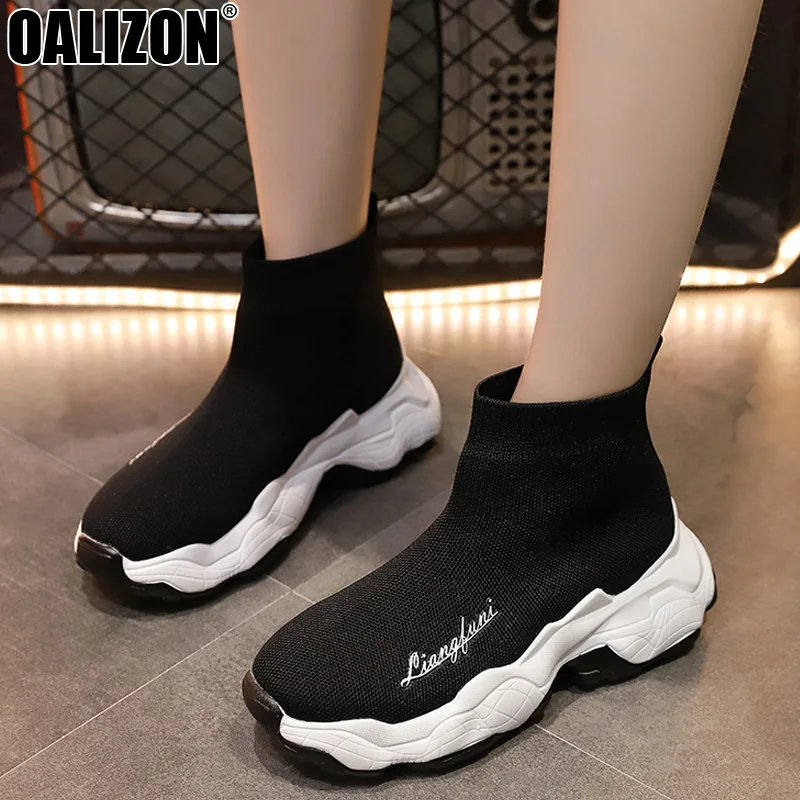 

Fashion Stretchy Knitting Weave Women Autumn Winter Female Slip On Bottine Booties Botas Lady Flat Short Boots Walks Shoes R680