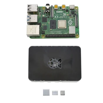 

For Raspberry Pi 4 Model B 4G RAM ABS Case with Silver Heatsinks Support 2.4 / 5.0 GHz WIFI Bluetooth 5.0 for RPI 4 DIY Kit