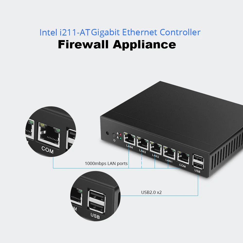 XCY мини-ПК Celeron J1900 J1800 Intel i211AT NIC 4* Gigabit LAN RJ45 Consel 2* USB VGA мягкий маршрутизатор брандмауэр Запуск Pfsense Sophos