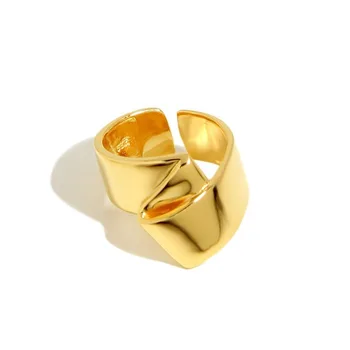 

Leouerry 925 Sterling Silver Irregular Folding Rings Elegant INS Style Glossy Finger Rings for Women Minimalist Designer Jewelry