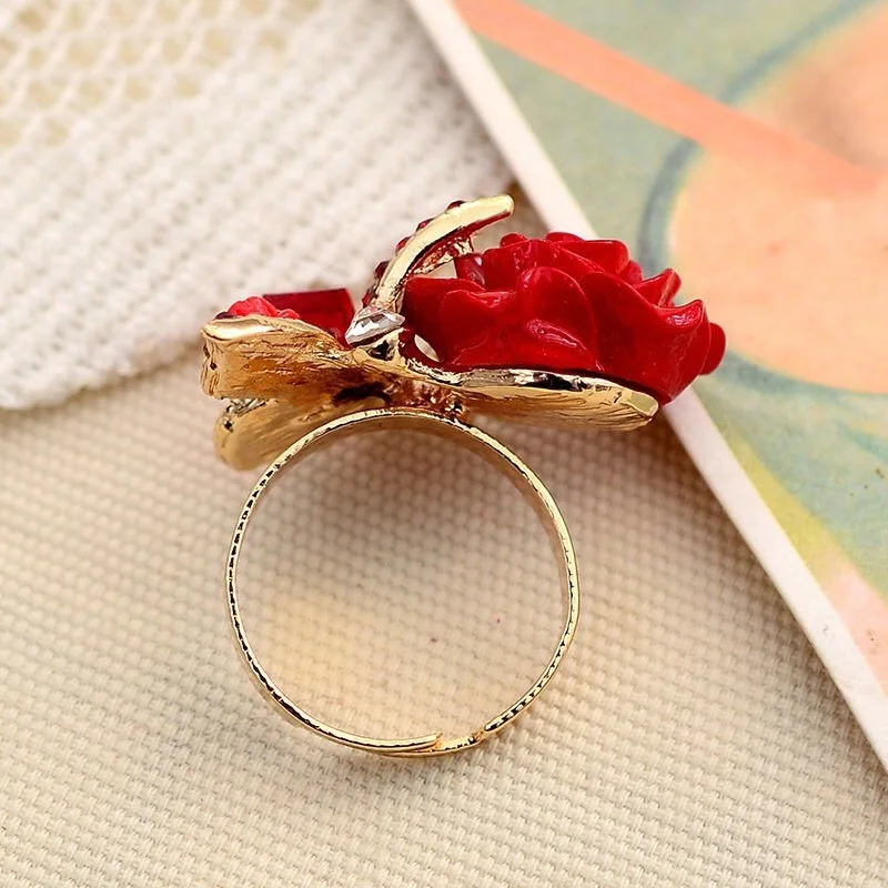 Finger Ring Wedding Rings Adjustable Rings Fashion Creative Big Butterfly Flowers Crystal Wedding Rings for Women