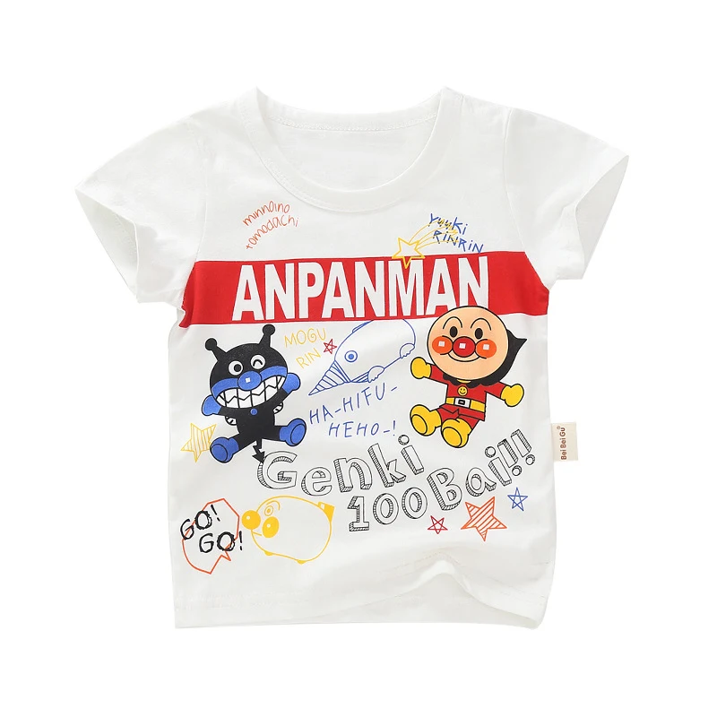 Новая детская футболка с принтом «Marvel Anpanman» летние детские футболки для маленьких мальчиков и девочек с героями мультфильмов хлопковые футболки, топы для малышей от 18 месяцев до 8 лет - Цвет: 3294B M White