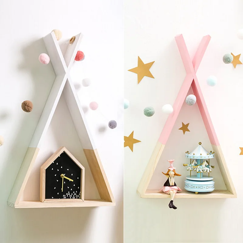 High Quality Bedroom Hanging Wall Shelves Wood Wall-Mounted Shelves Decorative Storage Display Shelf