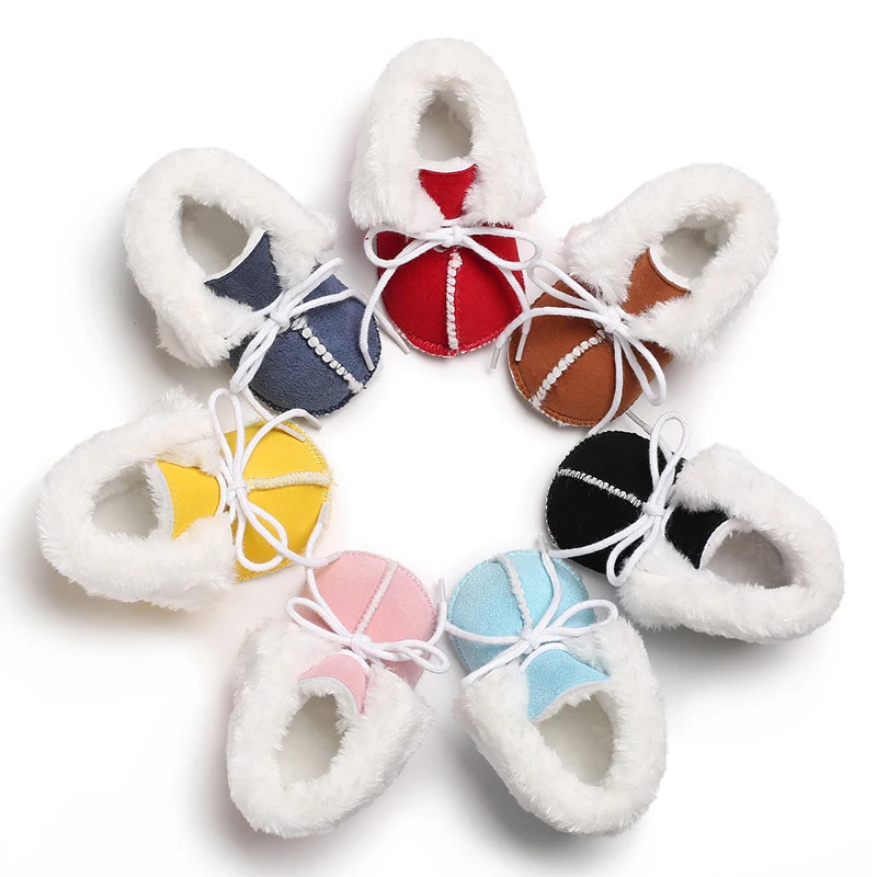

Baby Shoes Newborn Infant Boy Girl Winter Warm Soft Sole First Walkers Lace-up Toddler Baby Crib Crawl Shoes Casual Moccasins