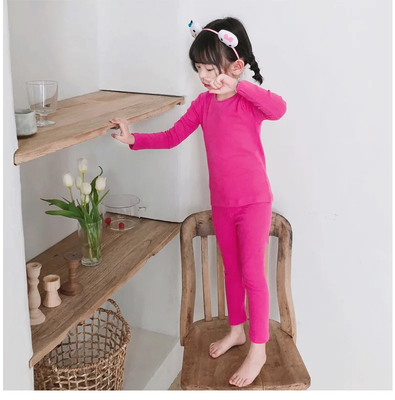 Мягкий хлопковый пижамный комплект для маленьких мальчиков и девочек, детская одежда Удобная детская одежда для сна с длинными рукавами и штаны весенне-осенний комплект из 2 предметов