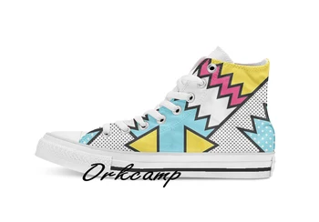 

ZigZag 80s Memphis Pattern Custom Casual High Top lace-up Canvas shoes sneakers Drop shipping