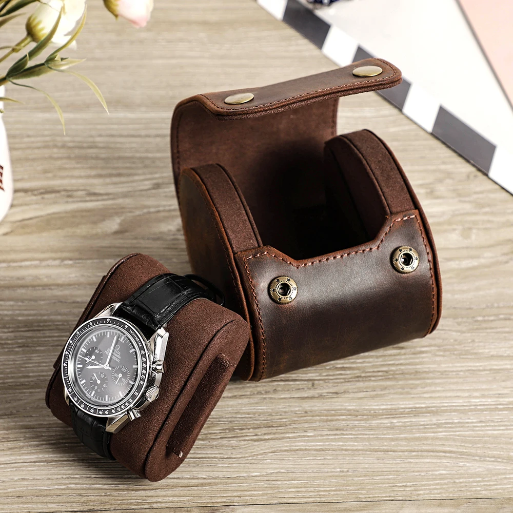 Boîte de montre de luxe en cuir véritable pour hommes et femmes, vintage, rouleau de montre, étui de voyage portable, organisateurs de stockage, boîte-cadeau de bijoux