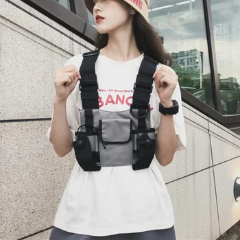 

Men Women Chest Rig Bag Multi-pocket Vest Hip Hop Streetwear Functional Tactical Harness Chest Rig Pack Adjustable Waist Bag