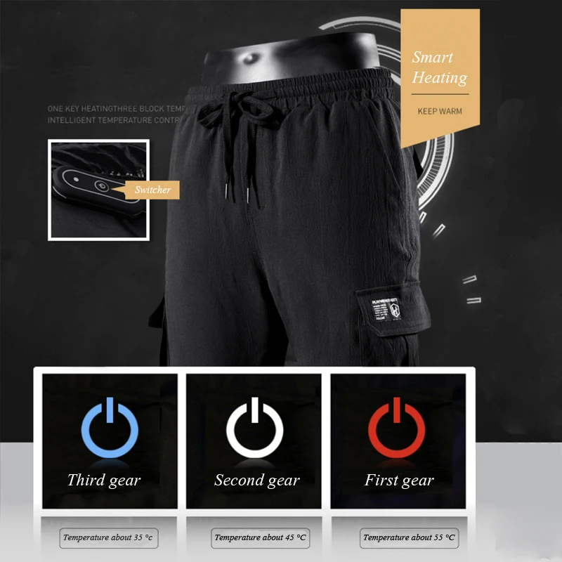Мужские зимние уличные теплые штаны с подогревом, смарт-рабочие брюки с USB регулируемой температурой, безопасная одежда DKZ020